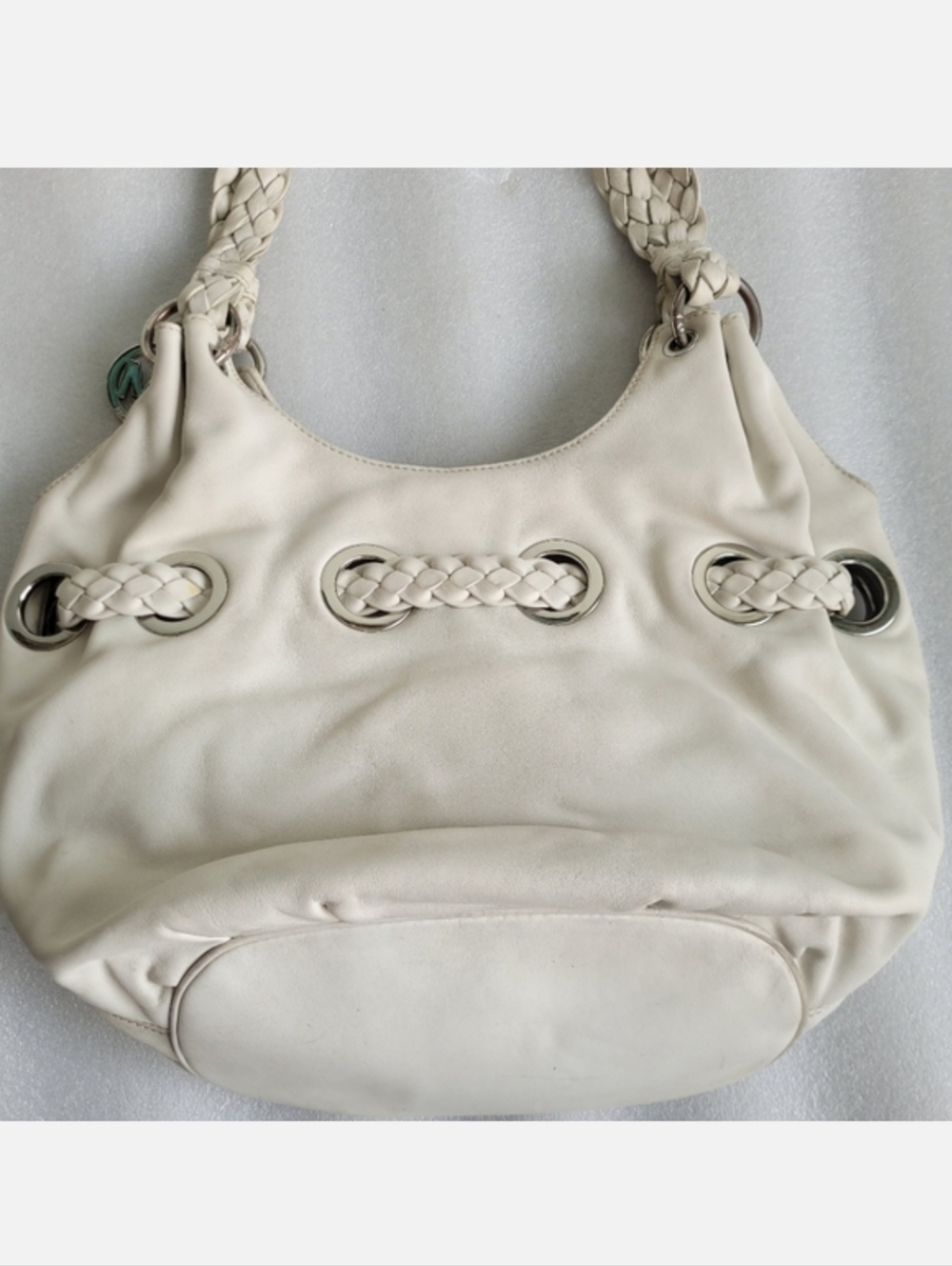 Michael Kors Camden Slouchy Leather Hobo Bag Braided Straps Off-White - Picture 4 of 16